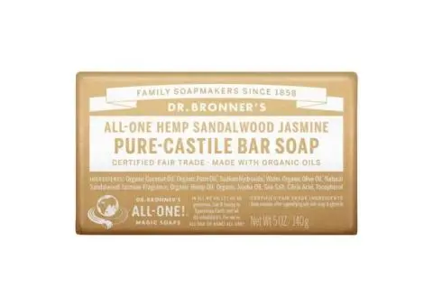 Dr. Bronner’s Sandalwood Jasmine Castile Bar Soap — Organic, Rich & Luxurious