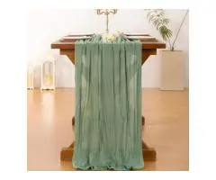 400Cm X 90Cm Sage Green Easter St Patricks Day Cheesecloth Table Runner Boho Rus