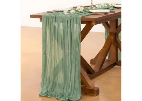 400Cm X 90Cm Sage Green Easter St Patricks Day Cheesecloth Table Runner Boho Rus - 4/4