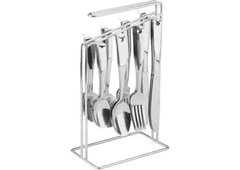 Piccadilly 24 Piece Stainless Steel Flatware Set with Wire Caddy, Service for 6 - 1/4