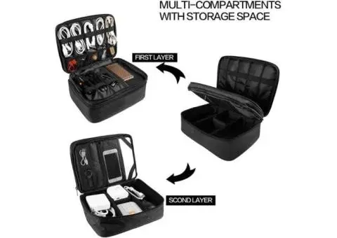 Travel Electronics Organizer, Waterproof Cable Organizer Bag for Electronic Acce
