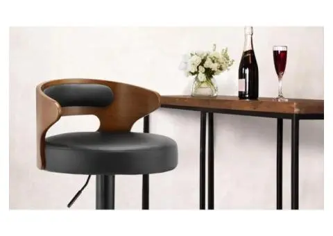 Bar Stools Kitchen Gas Lift Swivel Chairs Stool Wooden Barstool Black×2 - 2/3