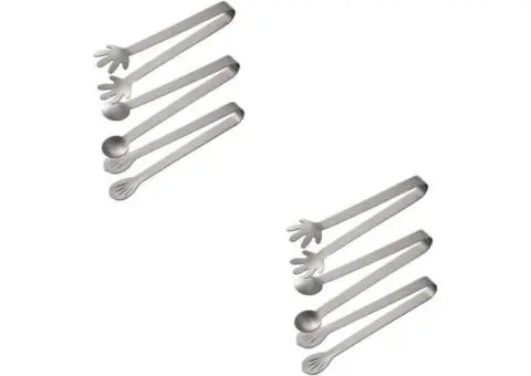 6PCS Stainless Steel Food Tongs, Ice Tongs Mini Sugar Tongs Stainless Steel Smal - 1/3
