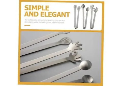 6PCS Stainless Steel Food Tongs, Ice Tongs Mini Sugar Tongs Stainless Steel Smal - 2/3