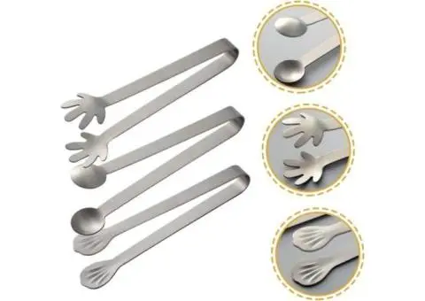 6PCS Stainless Steel Food Tongs, Ice Tongs Mini Sugar Tongs Stainless Steel Smal - 3/3