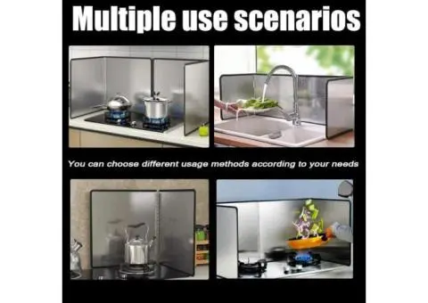 4 Sided Splatter Guard, Foldable Stainless Steel Oil Splatter Shield Guard Greas - 3/3