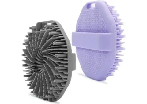 2 Pack Silicone Body Scrubber, Premium Exfoliating Loofah with Non-Slip Hand Str - 1/3