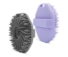 2 Pack Silicone Body Scrubber, Premium Exfoliating Loofah with Non-Slip Hand Str