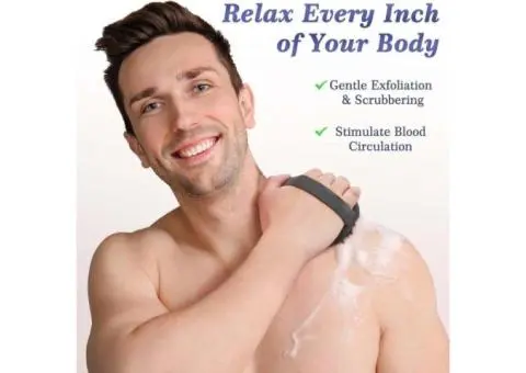 2 Pack Silicone Body Scrubber, Premium Exfoliating Loofah with Non-Slip Hand Str - 2/3