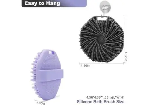 2 Pack Silicone Body Scrubber, Premium Exfoliating Loofah with Non-Slip Hand Str - 3/3