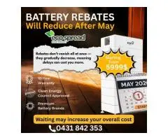 Battery Rebates Reducing After May – Act Now