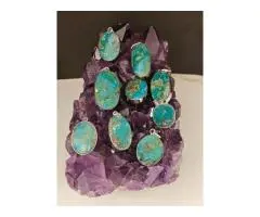 Handmade 950 Silver Pendants with Chrysocolla