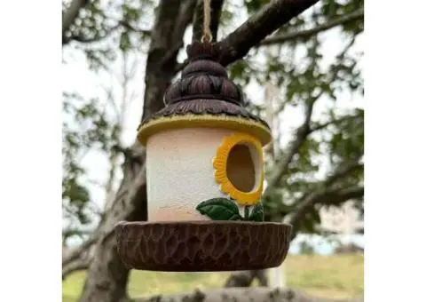 Hangable Bird House | Garden Cottage Birdhouse - Outdoor Hut Shelter Decoration - 2/4