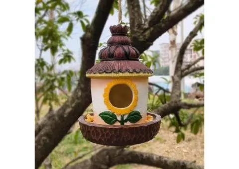 Hangable Bird House | Garden Cottage Birdhouse - Outdoor Hut Shelter Decoration - 4/4