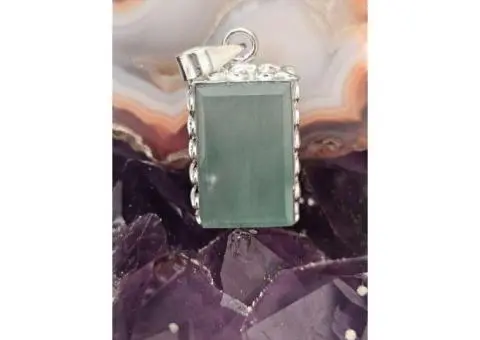 Handmade 950 Silver Pendant with Green Agate