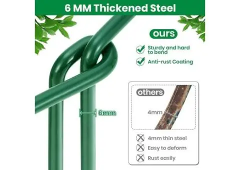 8 Pack Large Plant Support Stakes - 60X30Cm Φ6Mm Strong Metal Garden Plant Suppo - 1/4