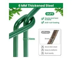 8 Pack Large Plant Support Stakes - 60X30Cm Φ6Mm Strong Metal Garden Plant Suppo