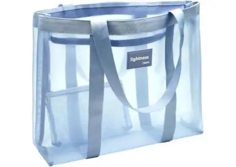 Vignette Stationery Large Heavy Duty Lightweight Nylon Mesh Foldable Tote Zipper - 1/3