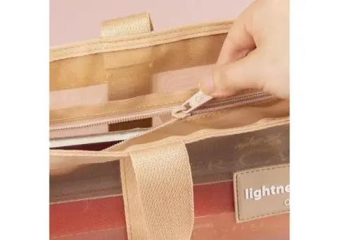 Vignette Stationery Large Heavy Duty Lightweight Nylon Mesh Foldable Tote Zipper - 3/3