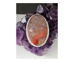 Handmade Jeweled Silver Pendant with Autumn Agate