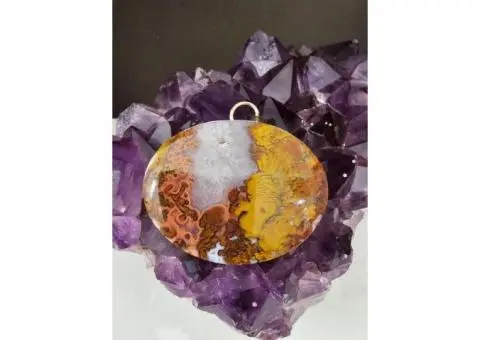 Handmade 950 Silver Pendant with Autumn Agate