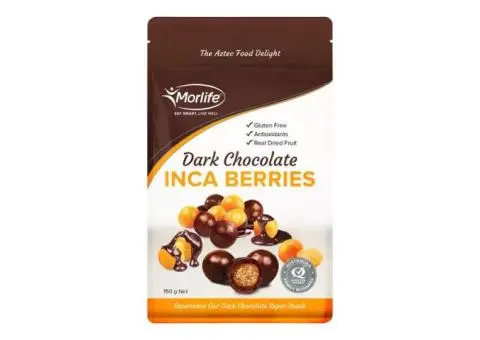 Morlife Dark Chocolate Coated Inca Berries – Premium Sweet & Tangy Snack