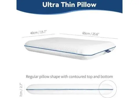 Ultra Slim Thin Premium Memory Foam Flat Pillow for Stomach and Back Sleepers -2