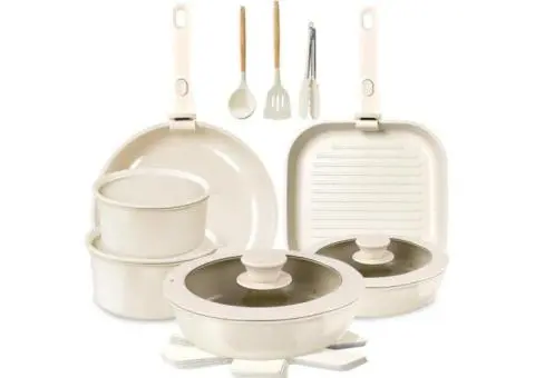 20 Piece Pots and Pans Set, Safe Nonstick Cookware with Detachable Handle, Induc - 2/2