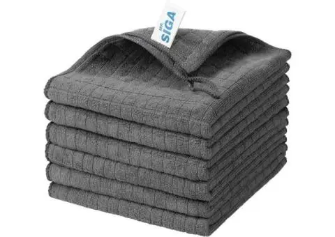 Microfiber Cleaning Cloth, All-Purpose Cleaning Towels, Pack of 6, Size 13.8 X 1 - 2/3