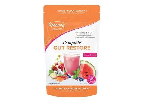 Morlife Complete Gut Restore Powder Berry Melon for Daily Digestive Wellness