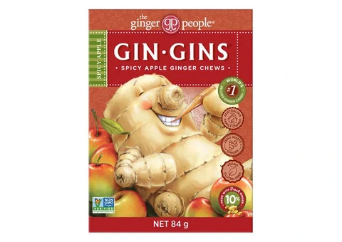 Gin Gins Spicy Apple Ginger Chews for Natural Digestive Comfort