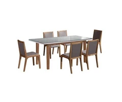 7-Piece White High-Gloss Dining Suite with Wooden Base & 6 Chairs