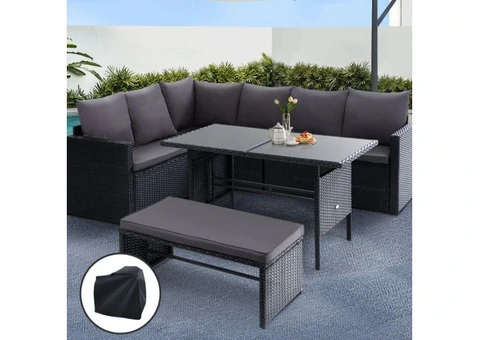 Premium Gardeon Outdoor Dining Sofa Lounge Set with Cover