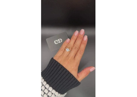 2 Carat Round Lab Grown Diamond Ring – U-Cut Pavé Band, 18K White Gold