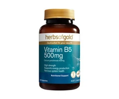 Looking for High-Strength Vitamin B5 Support? Herbs Of Gold Vitamin B5 500mg Caps That Work!