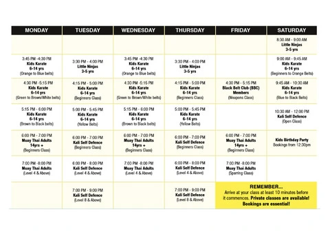 Checkout the Schedule of Self Defense Classes of Karate Classes Near Me Australia