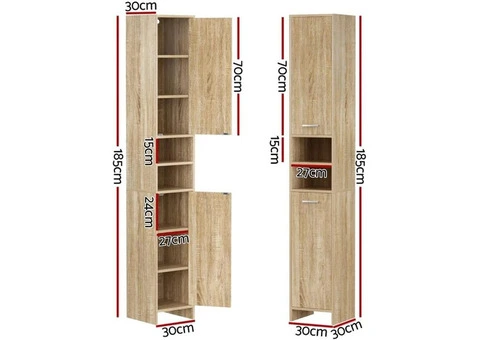 Artiss Bathroom Storage Cabinet, 185Cm Tall Adjustable Cupboard Side Table Corne - 2/2