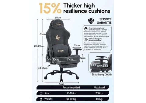 Computer Chair, Ergonomic Gaming Chairs for Adults, Fabric Office Chair with Foo - 3/3