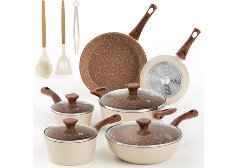 Innerwell Pots and Pans Set Nonstick, 13 Piece Kitchen Nonstick Cookware Sets wi - 1/3