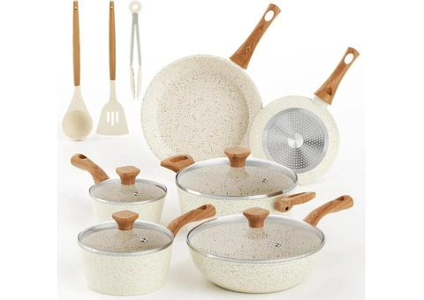 Innerwell Pots and Pans Set Nonstick, 13 Piece Kitchen Nonstick Cookware Sets wi - 2/3