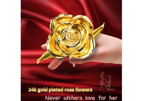 24K Golden Rose, Gold Dipped Rose Made from Real Rose Best and Great Gifts for M - 2/2