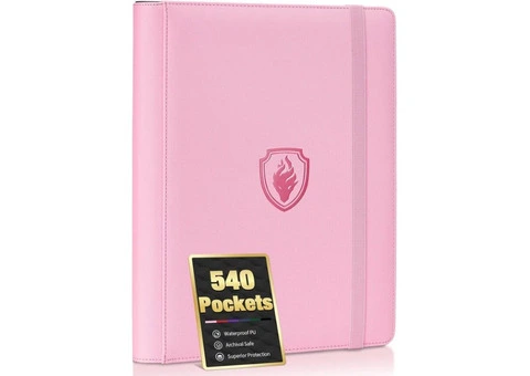 Premium 9 Pocket Card Binder for 540 Cards, Fabmaker PU Cover Trading Card Binde - 1/3