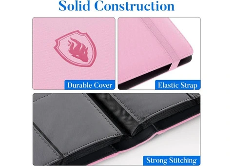 Premium 9 Pocket Card Binder for 540 Cards, Fabmaker PU Cover Trading Card Binde - 3/3