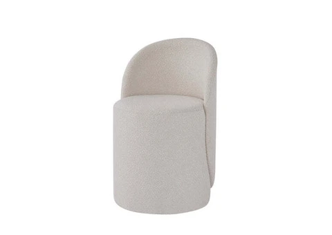 Sit Comfortably at Your Vanity with a Plush Round Ottoman with Backrest