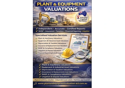 Plant & Equipment Valuations | Independent Asset Valuers in ACT