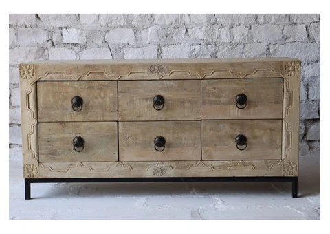 Handcrafted Wooden 4 Door Sideboard 180x50x90cm – Premium Storage | 25% OFF SIDE25