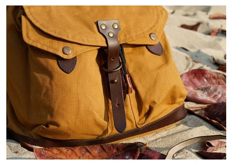 Premium Canvas Leather Backpack for Work and Travel