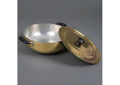 Buy Traditional Handcrafted Brass Kadhai With Lid