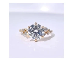 6 Claw Round Solitaire Engagement Ring with Accent Stones – Lab Grown Diamond