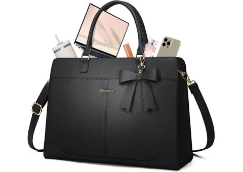 RAINSMORE Laptop Bags for Women 15.6 Inch Work Bags PU Leather Ladies Laptop Han - 2/3